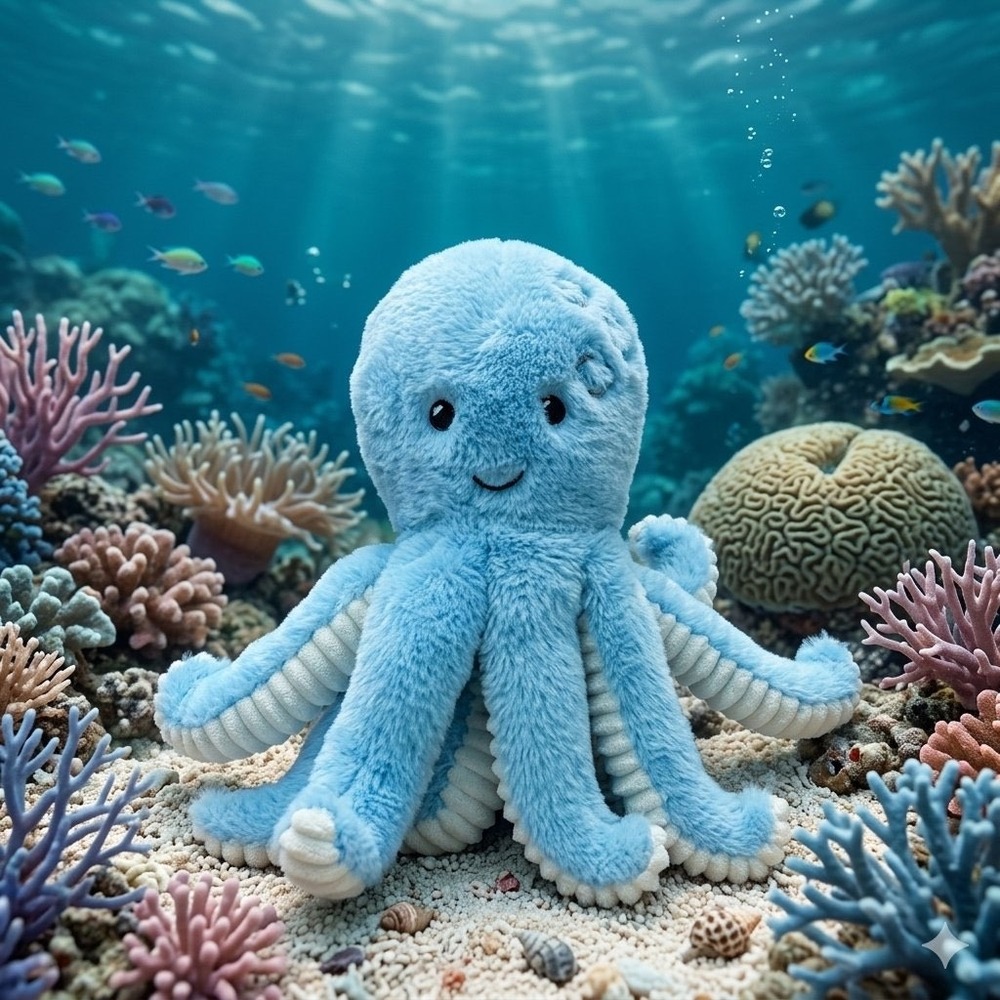 Maxx Marketing YuMe Toys Unisex 14" Blue Octopus Target Corduroy Plush 18500